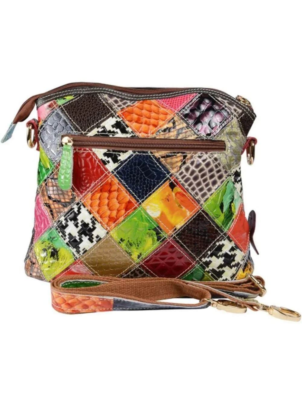 Colorful Floral Crossbody Bag | Vintage Cowhide Leather Shoulder Purse